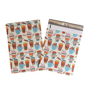 Set of 15 - 10x13 Holiday Coffee Themed Poly Mailers